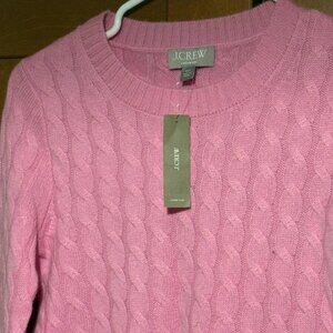 J Crew Cashmere Cable Crew Neck Pullover Sweater Sz XXS Pink $178